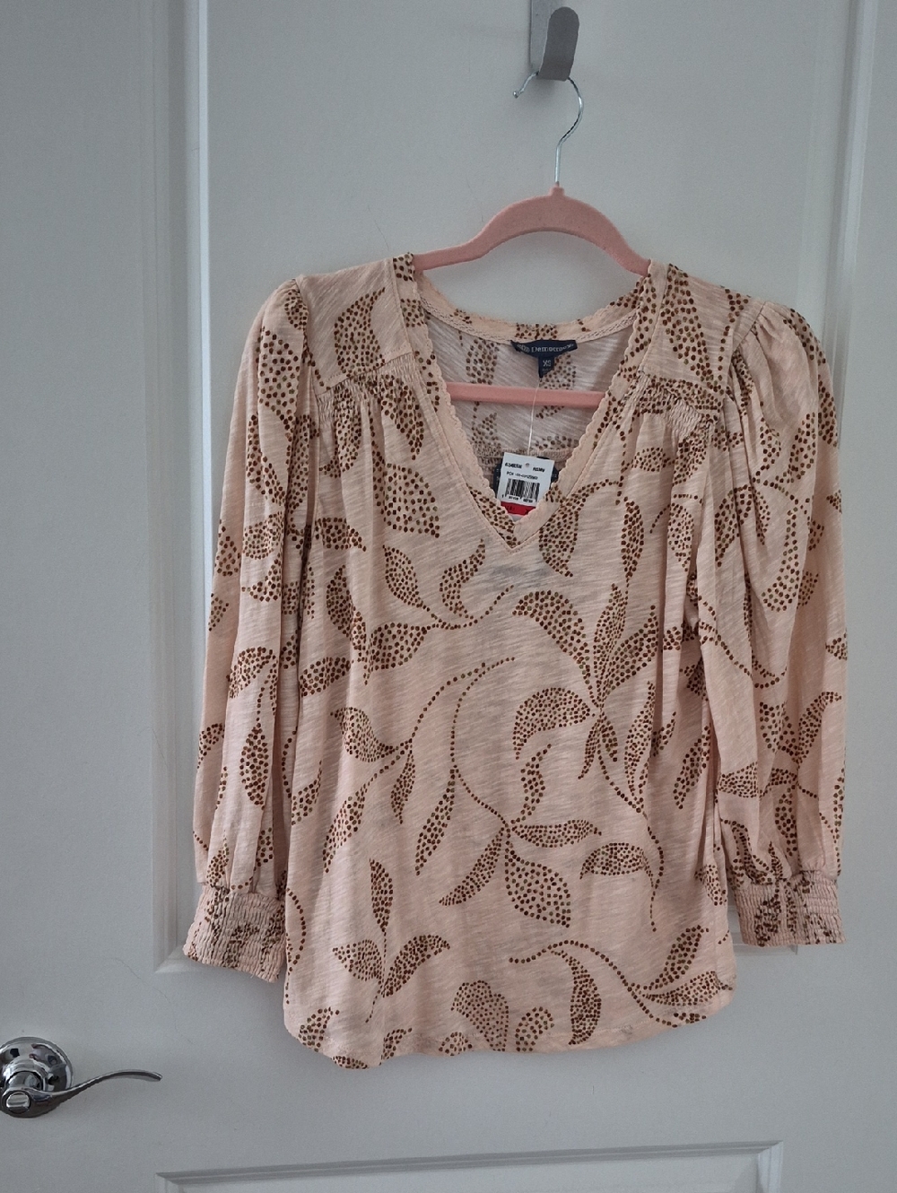 Democracy 3/4 Sleeve Peach/brown Top